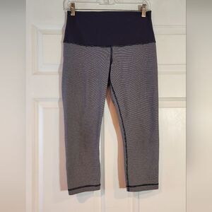 Lululemon Wunder Under Crop III Blue White Striped Leggings